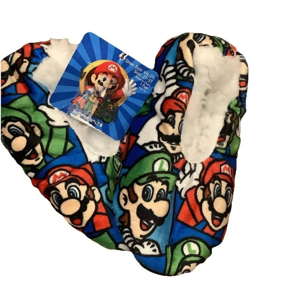 Nintendo Super Mario & Luigi Size (2T-3T) 41 /2-71/2 Cozy Fuzzy Babba Slippers